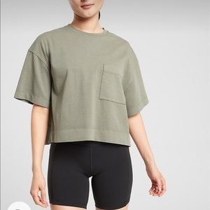 Athleta classic cotton box cut crop tee